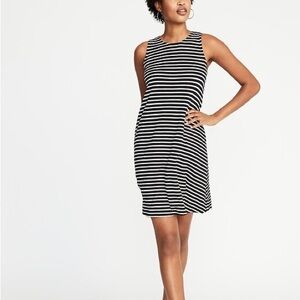 Old Navy Black and White Striped Sleeveless Dress